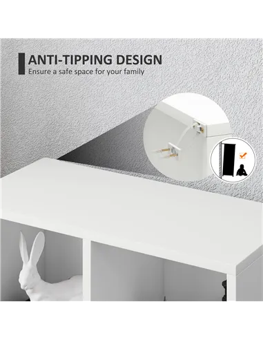 HOMCOM 2-Tier Bookshelf with 5 Compartments - White