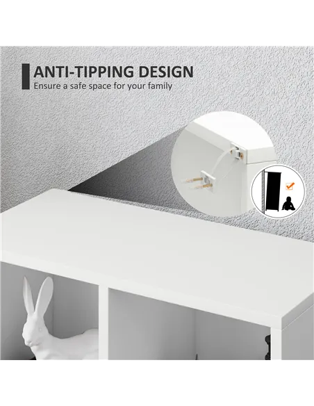 HOMCOM 2-Tier Bookshelf with 5 Compartments - White