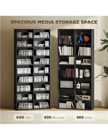 HOMCOM 640 CD Storage Tower - Black