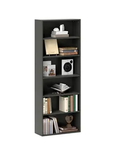 HOMCOM Six Shelf Bookcase - Black