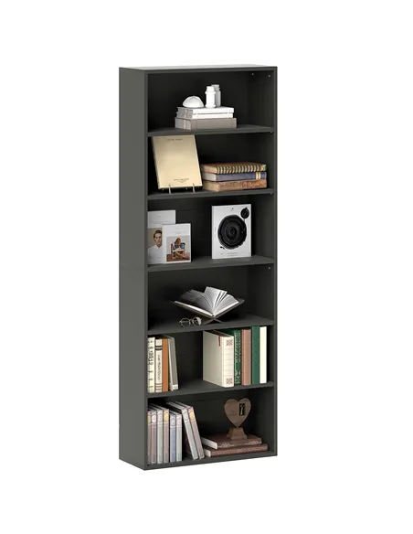 HOMCOM Six Shelf Bookcase - Black