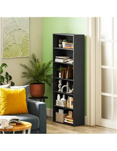 HOMCOM Six Shelf Bookcase - Black