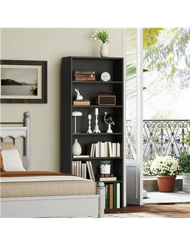 HOMCOM Six Shelf Bookcase - Black