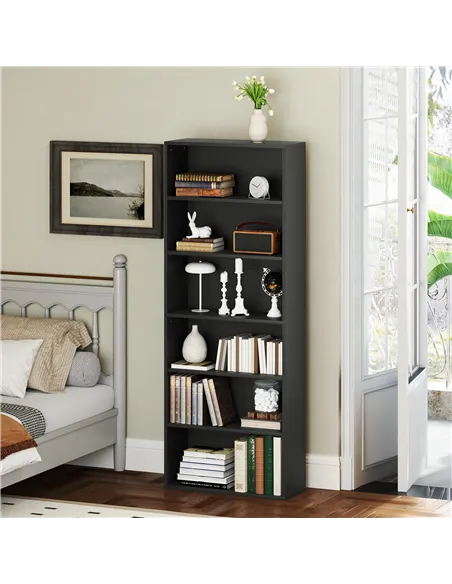 HOMCOM Six Shelf Bookcase - Black