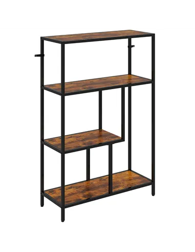 HOMCOM 4-Tier Bookshelf with Open Shelves - Rustic Brown