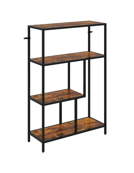 HOMCOM 4-Tier Bookshelf with Open Shelves - Rustic Brown