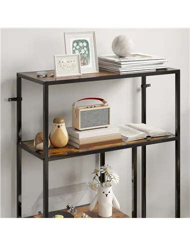 HOMCOM 4-Tier Bookshelf with Open Shelves - Rustic Brown