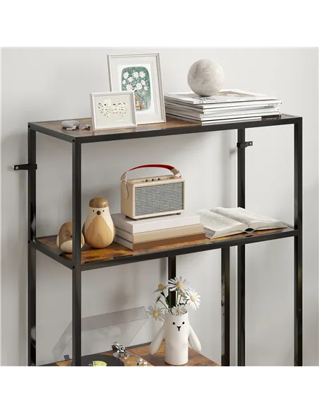 HOMCOM 4-Tier Bookshelf with Open Shelves - Rustic Brown