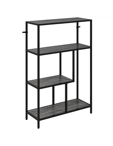 HOMCOM 4-Tier Bookshelf with Open Shelves - Charcoal Grey