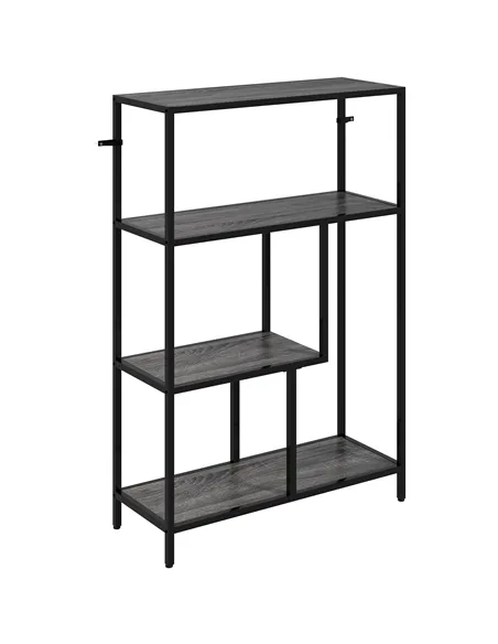 HOMCOM 4-Tier Bookshelf with Open Shelves - Charcoal Grey