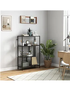 HOMCOM 4-Tier Bookshelf with Open Shelves - Charcoal Grey 2