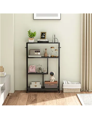 HOMCOM 4-Tier Bookshelf with Open Shelves - Charcoal Grey