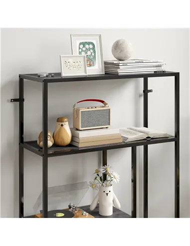 HOMCOM 4-Tier Bookshelf with Open Shelves - Charcoal Grey