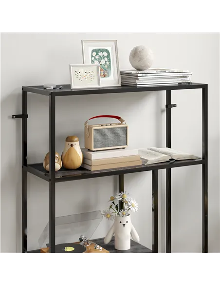 HOMCOM 4-Tier Bookshelf with Open Shelves - Charcoal Grey
