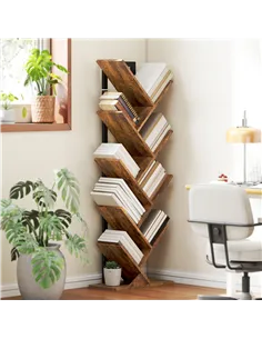 HOMCOM Eight-Section Tree Bookcase - Wood-Effect 2