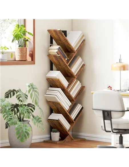 HOMCOM Eight-Section Tree Bookcase - Wood-Effect