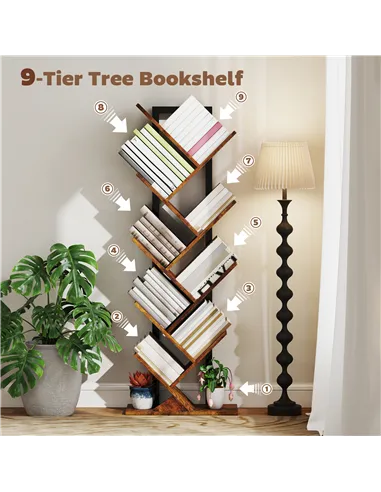 HOMCOM Eight-Section Tree Bookcase - Wood-Effect