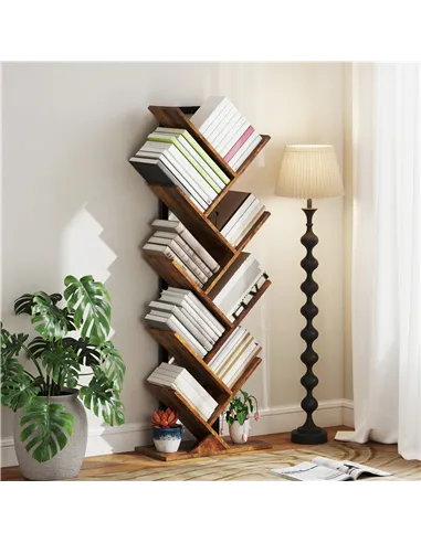 HOMCOM Eight-Section Tree Bookcase - Wood-Effect