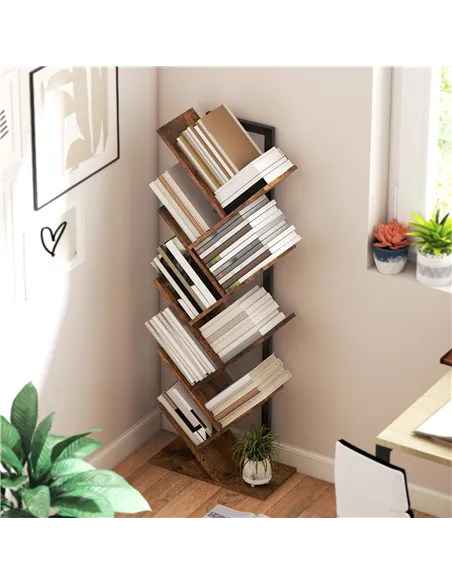 HOMCOM Eight-Section Tree Bookcase - Wood-Effect
