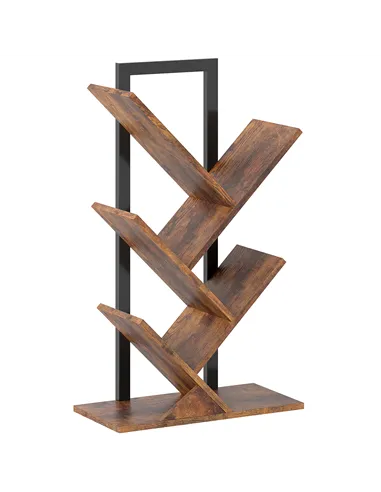 HOMCOM Four-Section Tree Bookcase - Wood-Effect