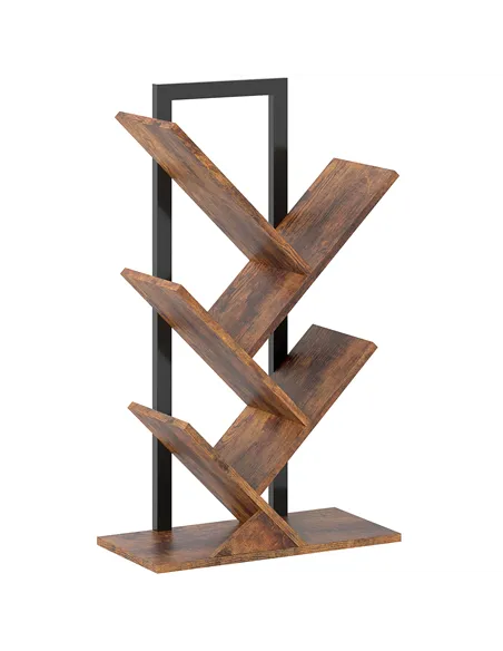 HOMCOM Four-Section Tree Bookcase - Wood-Effect