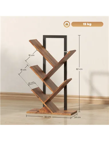 HOMCOM Four-Section Tree Bookcase - Wood-Effect