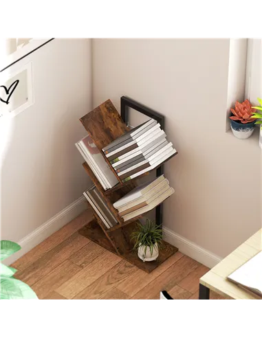 HOMCOM Four-Section Tree Bookcase - Wood-Effect