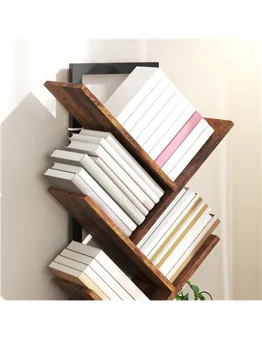 HOMCOM Four-Section Tree Bookcase - Wood-Effect