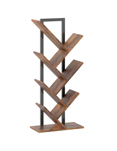 HOMCOM Six-Section Tree Bookcase - Wood-Effect