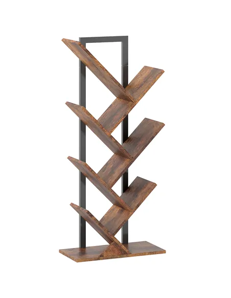 HOMCOM Six-Section Tree Bookcase - Wood-Effect