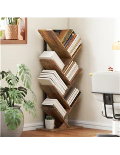 HOMCOM Six-Section Tree Bookcase - Wood-Effect 2