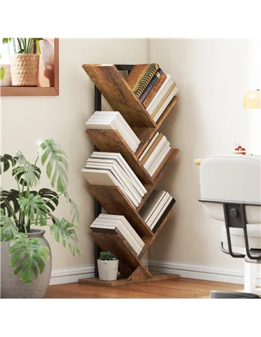 HOMCOM Six-Section Tree Bookcase - Wood-Effect