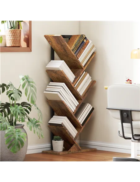 HOMCOM Six-Section Tree Bookcase - Wood-Effect