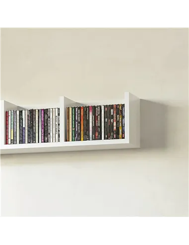 HOMCOM Wall Mount 84 CD / 56 DVD/Blu-ray/ Media Storage Rack 4 Cubes, Wooden Shelf Organiser Unit Bookcase Display, Set of 2, Wh