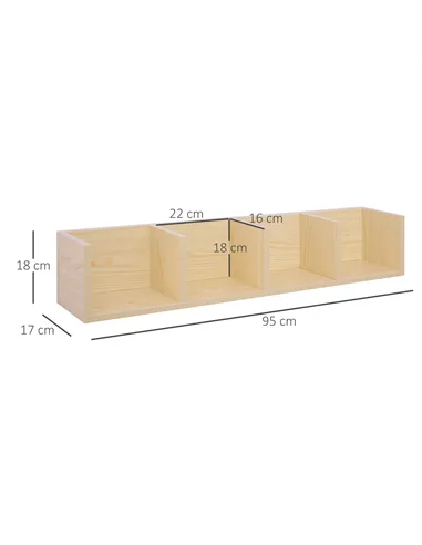 HOMCOM Wall Mount 84 CD / 56 DVD/Blu-ray/ Media Storage Rack 4 Cubes, Wooden Shelf Organiser Unit Bookcase Display, Set of 2, Na