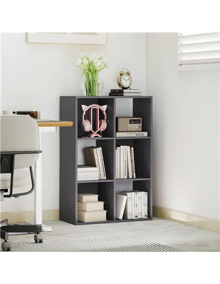 HOMCOM 6-Cube Bookshelf - Grey
