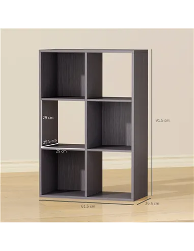 HOMCOM 6-Cube Bookshelf - Grey