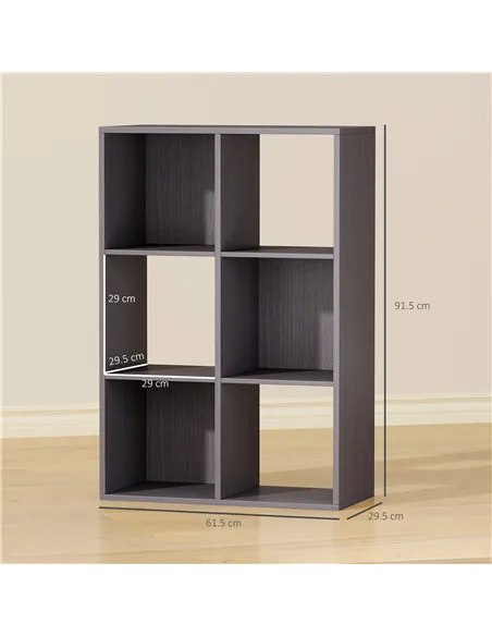 HOMCOM 6-Cube Bookshelf - Grey