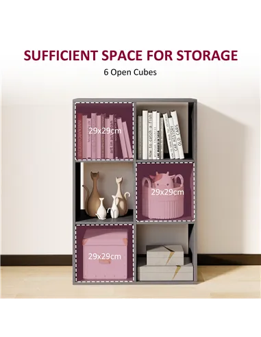 HOMCOM 6-Cube Bookshelf - Grey
