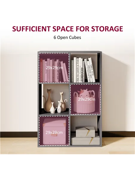 HOMCOM 6-Cube Bookshelf - Grey