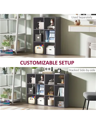 HOMCOM 6-Cube Bookshelf - Grey