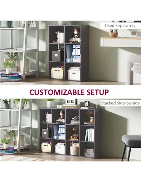 HOMCOM 6-Cube Bookshelf - Grey