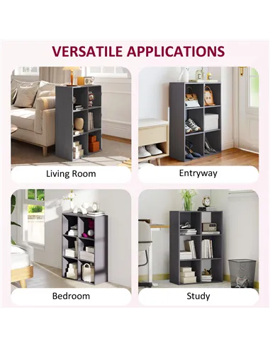 HOMCOM 6-Cube Bookshelf - Grey