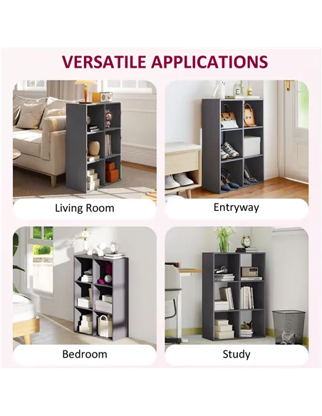 HOMCOM 6-Cube Bookshelf - Grey