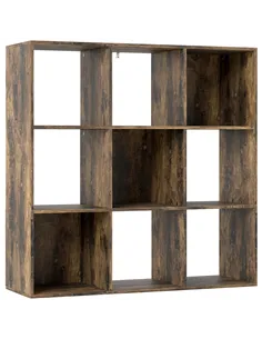 HOMCOM Nine-Cube Storage Shelf - Rustic Brown