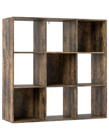 HOMCOM Nine-Cube Storage Shelf - Rustic Brown
