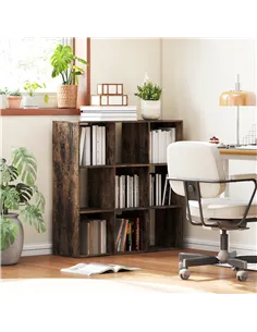 HOMCOM Nine-Cube Storage Shelf - Rustic Brown 2