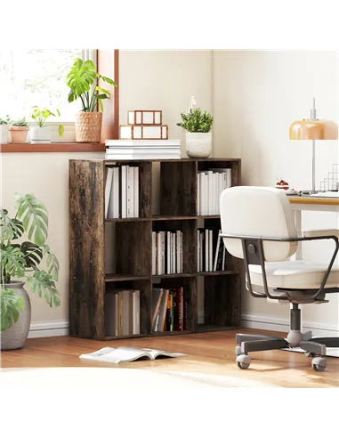 HOMCOM Nine-Cube Storage Shelf - Rustic Brown