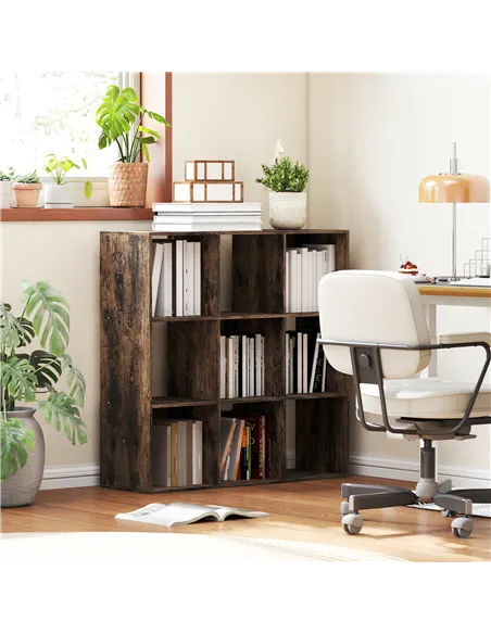 HOMCOM Nine-Cube Storage Shelf - Rustic Brown