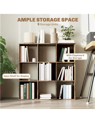 HOMCOM Nine-Cube Storage Shelf - Rustic Brown